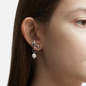 Justine Clenquet silver tone pearl hoop ear cuff